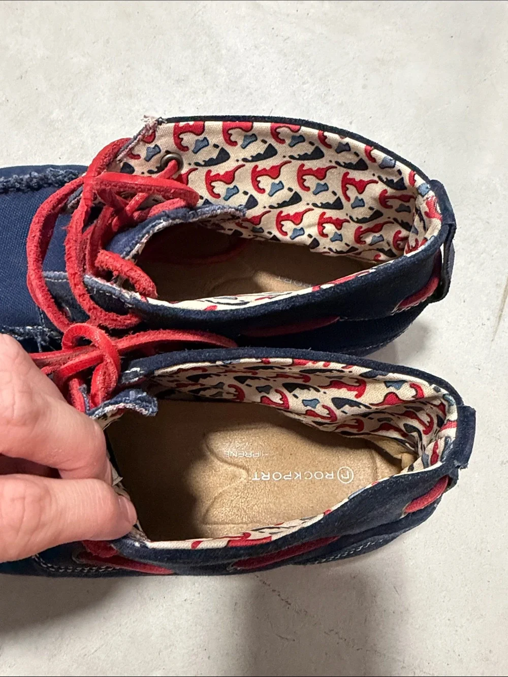 Men’s Navy Blue and Red High-Top Boat Shoes